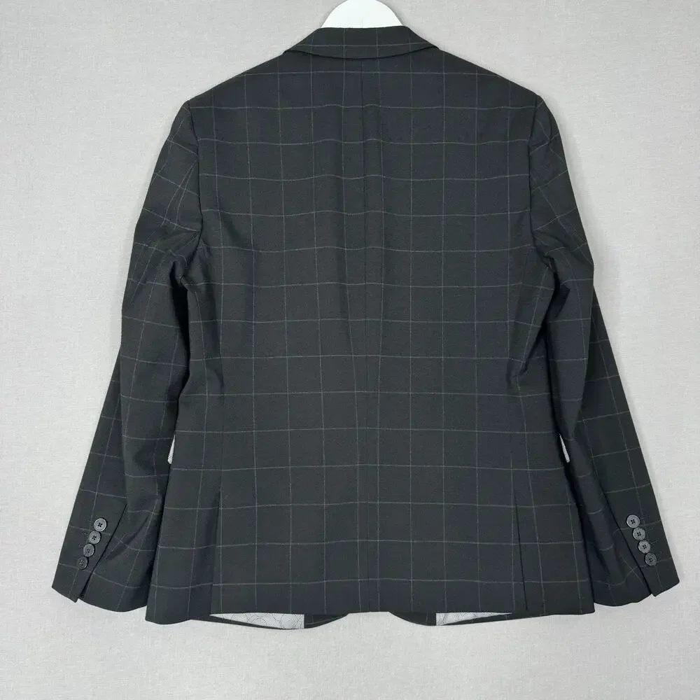 Nick Graham Mens Blazer 38S Black Windowpane New York Cut Modern Fit Sport‎ Coat